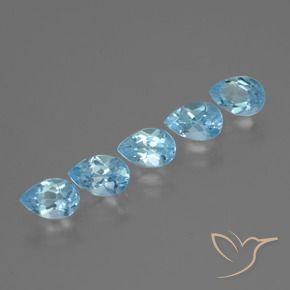 Gemme di Topazio Celeste naturale da 2.76 ct, Forma a pera, VS