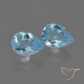 Gemme di Topazio Celeste naturale da 1.71 ct, Forma a pera, VS
