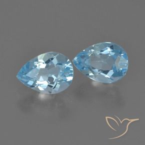Gemme di Topazio Celeste naturale da 1.70 ct, Forma a pera, VS
