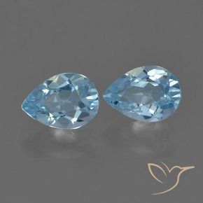 Gemme di Topazio Celeste naturale da 1.66 ct, Forma a pera, VS