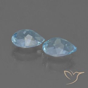 Gemme di Topazio Celeste naturale da 1.66 ct, Forma a pera, VS