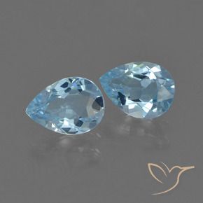 Gemme di Topazio Celeste naturale da 1.66 ct, Forma a pera, VS