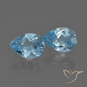 Gemme di Topazio Celeste naturale da 1.70 ct, Forma a pera, VS