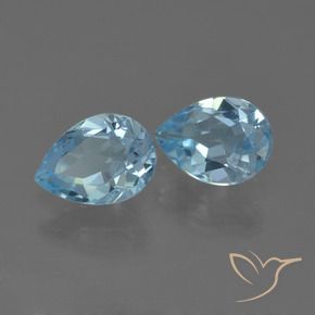 Gemme di Topazio Celeste naturale da 1.69 ct, Forma a pera, VVS