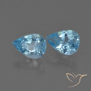 Gemme di Topazio Blu svizzero naturale da 1.47 ct, Forma a pera, VVS-VS