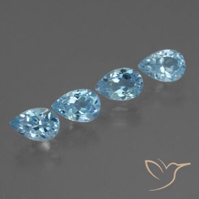 Gemme di Topazio Blu svizzero naturale da 2.41 ct, Forma a pera, VS