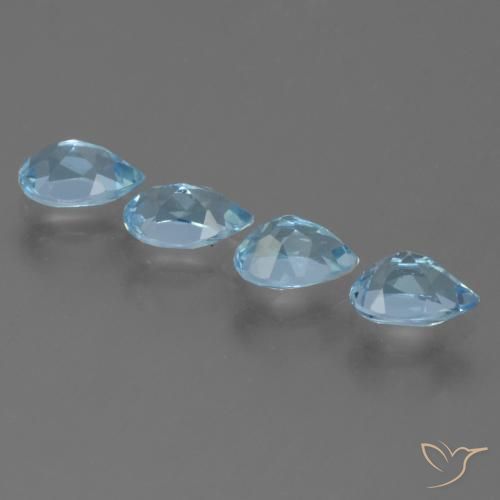 Gemme di Topazio Celeste naturale da 2.02 ct, Forma a pera, VS