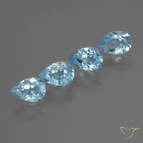 Gemme di Topazio Celeste naturale da 2.36 ct, Forma a pera, VS