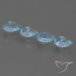 Gemme di Topazio Celeste naturale da 2.29 ct, Forma a pera, VS