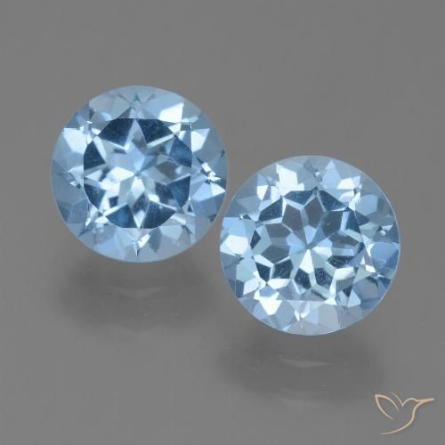 Topazio naturale blu da 4,75 ct, taglio rotondo, VS