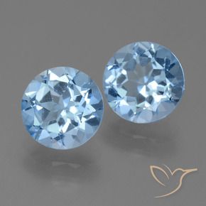 Topazio naturale blu da 4,75 ct, taglio rotondo, VS