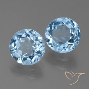 Gemme di Topazio Celeste naturale da 4.81 ct, Rotondo, VVS-VS