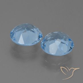 Gemme di Topazio Celeste naturale da 4.81 ct, Rotondo, VVS-VS
