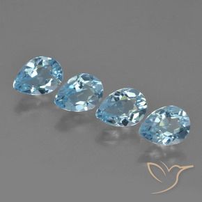 Gemme di Topazio Celeste naturale da 3.38 ct, Forma a pera, VVS-VS