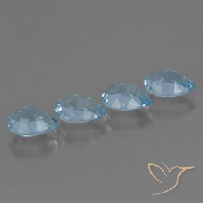 Gemme di Topazio Celeste naturale da 3.38 ct, Forma a pera, VVS-VS