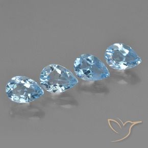 Gemme di Topazio Celeste naturale da 3.40 ct, Forma a pera, VS