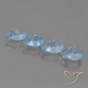 Gemme di Topazio Celeste naturale da 3.40 ct, Forma a pera, VS