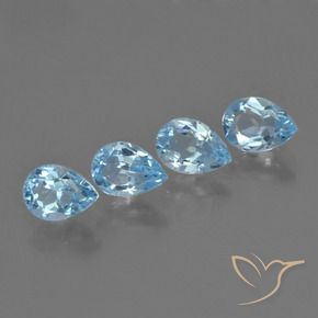 Gemme di Topazio Celeste naturale da 2.73 ct, Forma a pera, VVS-VS