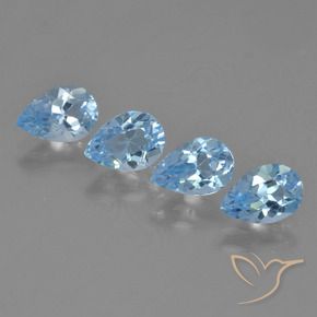 Gemme di Topazio Celeste naturale da 3.16 ct, Forma a pera, VVS-VS