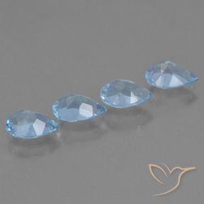 Gemme di Topazio Celeste naturale da 3.16 ct, Forma a pera, VVS-VS