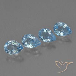 Gemme di Topazio Celeste naturale da 3.13 ct, Forma a pera, VVS-VS