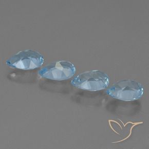 Gemme di Topazio Celeste naturale da 3.13 ct, Forma a pera, VVS-VS