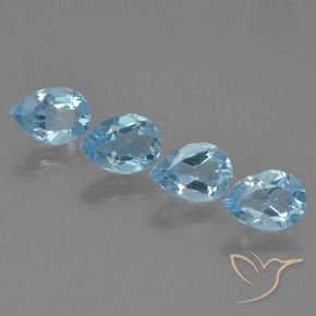 Gemme di Topazio Celeste naturale da 3.15 ct, Forma a pera, VVS-VS