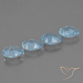 Gemme di Topazio Celeste naturale da 3.15 ct, Forma a pera, VVS-VS