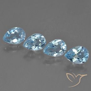 Gemme di Topazio Celeste naturale da 3.30 ct, Forma a pera, VVS-VS
