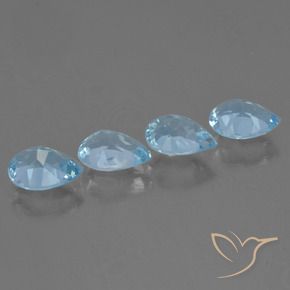 Gemme di Topazio Celeste naturale da 3.30 ct, Forma a pera, VVS-VS