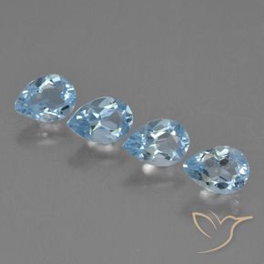 Gemme di Topazio Celeste naturale da 2.86 ct, Forma a pera, VS