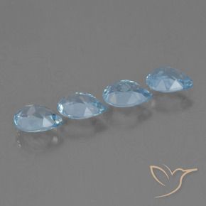Gemme di Topazio Celeste naturale da 2.86 ct, Forma a pera, VS