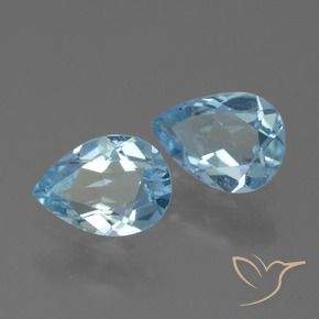 Gemme di Topazio Celeste naturale da 1.38 ct, Forma a pera, VVS-VS