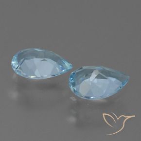 Gemme di Topazio Celeste naturale da 1.38 ct, Forma a pera, VVS-VS