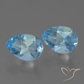 Gemme di Topazio Celeste naturale da 1.68 ct, Forma a pera, VVS-VS