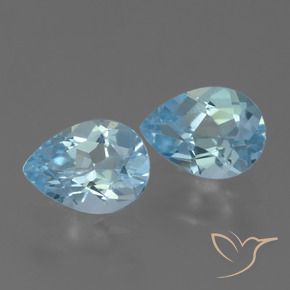 Gemme di Topazio Celeste naturale da 1.61 ct, Forma a pera, VVS
