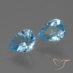 Gemme di Topazio Celeste naturale da 1.47 ct, Forma a pera, VVS-VS