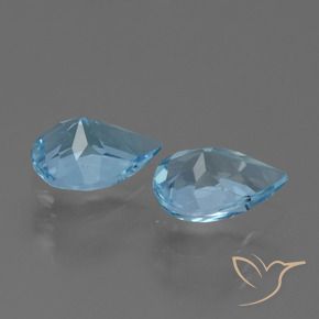 Gemme di Topazio Celeste naturale da 1.47 ct, Forma a pera, VVS-VS