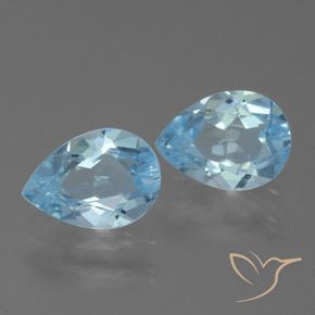 Gemme di Topazio Celeste naturale da 1.50 ct, Forma a pera, VVS-VS