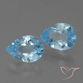 Gemme di Topazio Celeste naturale da 1.56 ct, Forma a pera, VVS-VS