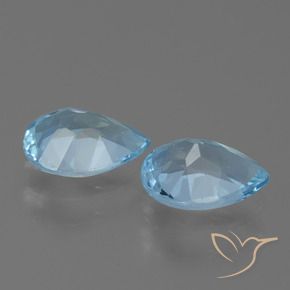 Gemme di Topazio Celeste naturale da 1.56 ct, Forma a pera, VVS-VS