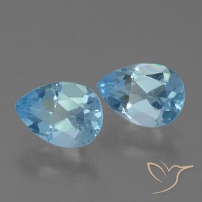Gemme di Topazio Celeste naturale da 1.65 ct, Forma a pera, VVS