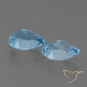 Gemme di Topazio Celeste naturale da 1.65 ct, Forma a pera, VVS