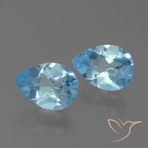 Gemme di Topazio Celeste naturale da 1.48 ct, Forma a pera, VVS-VS