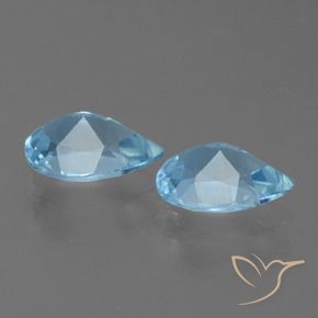 Gemme di Topazio Celeste naturale da 1.48 ct, Forma a pera, VVS-VS