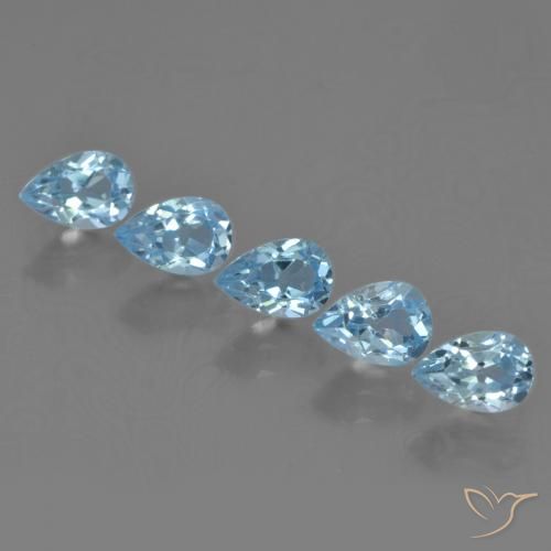 Gemme di Topazio Celeste naturale da 3.23 ct, Forma a pera, VVS-VS
