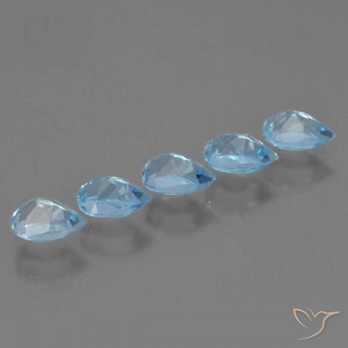 Gemme di Topazio Celeste naturale da 3.23 ct, Forma a pera, VVS-VS