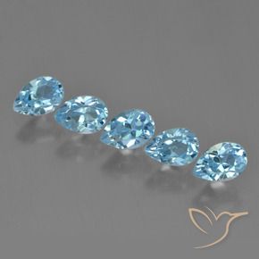 Gemme di Topazio Celeste naturale da 2.91 ct, Forma a pera, VS