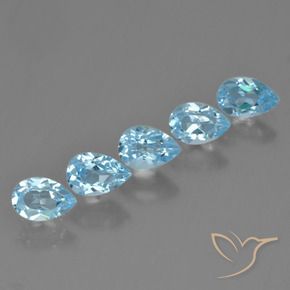 Gemme di Topazio Celeste naturale da 2.94 ct, Forma a pera, VS