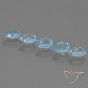 Gemme di Topazio Celeste naturale da 2.94 ct, Forma a pera, VS